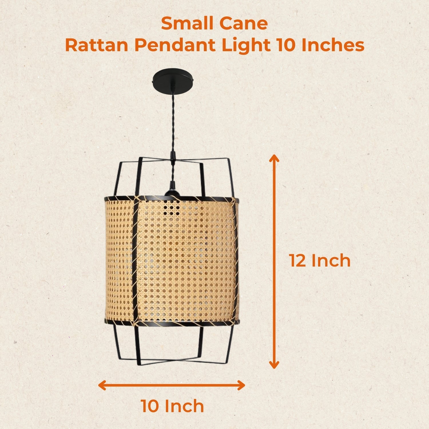 10 Inches Small Cane Rattan Pendant Light