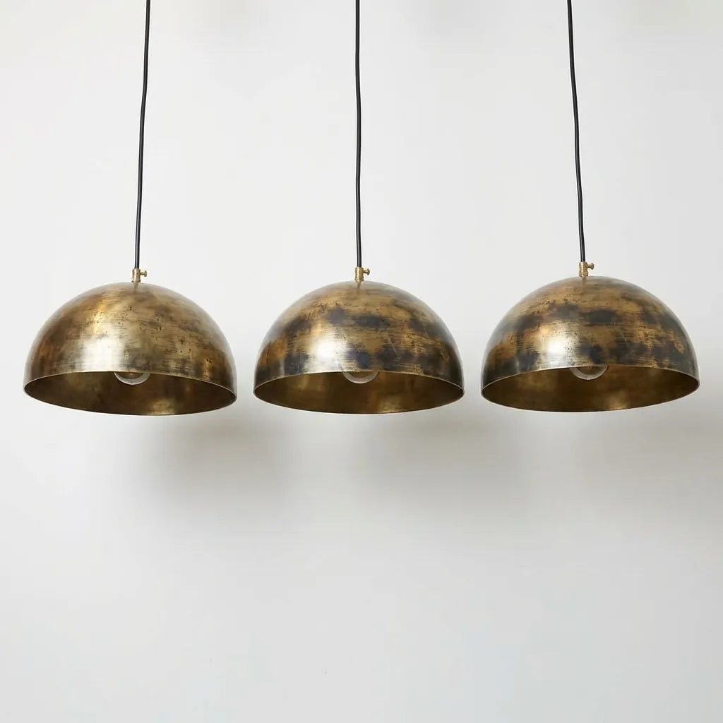 Vintage Industrial Ceiling Lamp, Antique Aged Brass Hanging Light Fixture for Kitchen Island & Dining Room