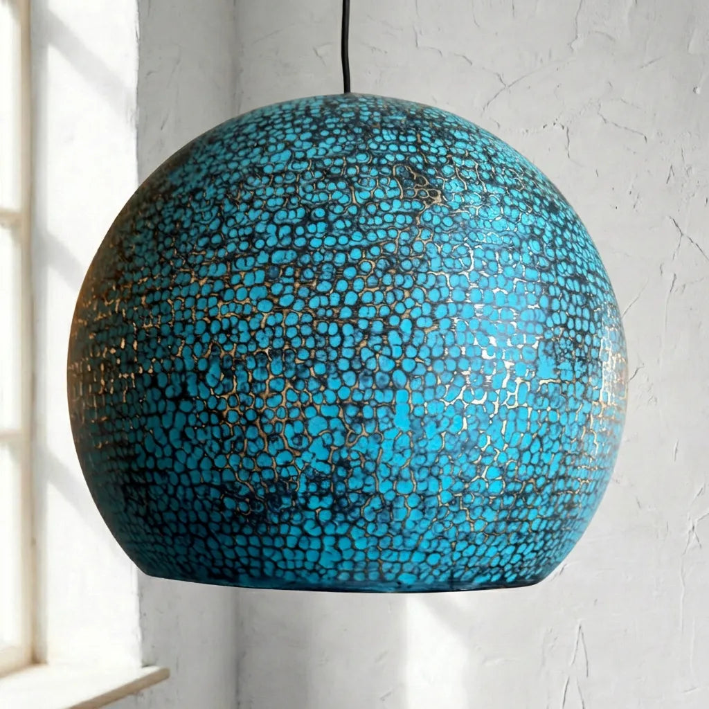 Blue Patina Brass Pendant Light for Island Kitchen Lighting