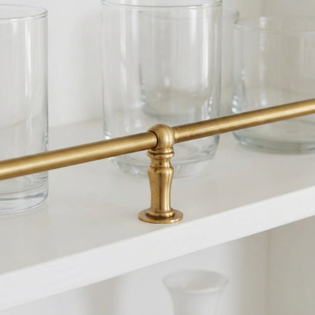 Solid Unlacquered Brass Shelf Rail – Classic Kitchen Gallery Railing