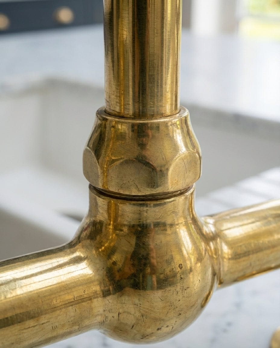 Luxury Unlacquered Brass Bridge Faucet Island Kitchen