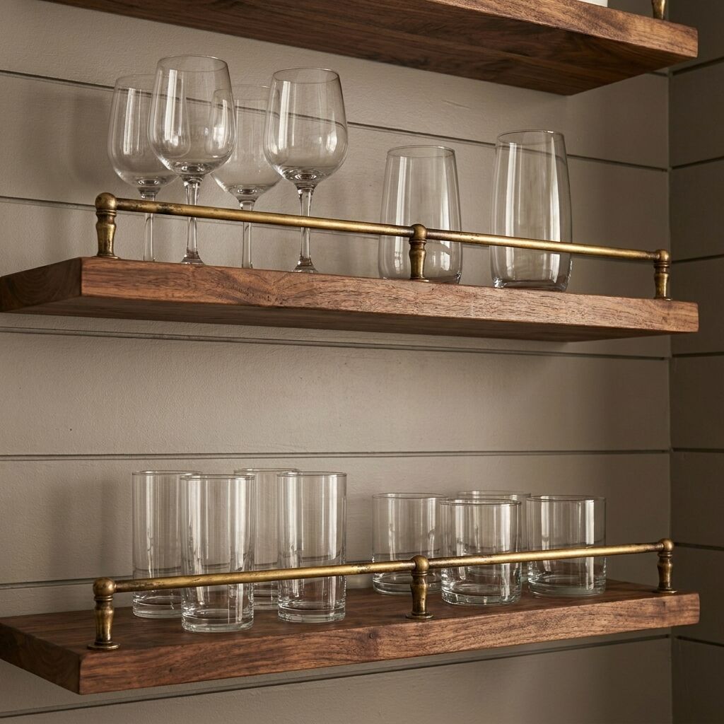 Solid Brass Shelf Guard Rail – Unlacquered Handmade Kitchen Bar