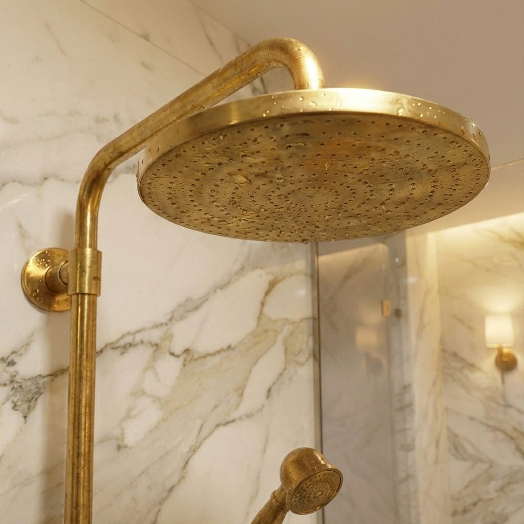 Traditional Solid Brass Rigid Riser Shower Mixer with 8″ Round Head