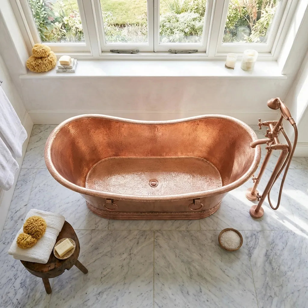 Hammered Copper Bathtub - Solid Hammered Copper Soaking Tub