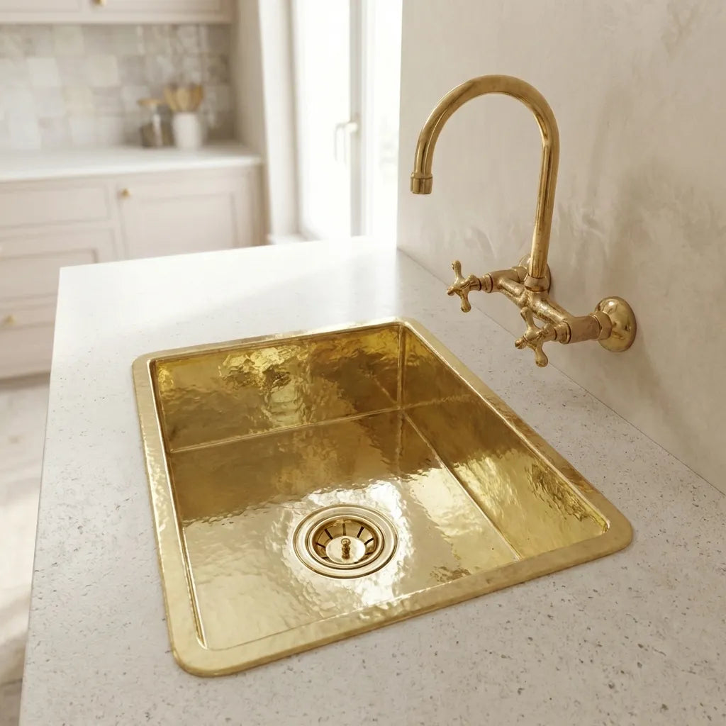 Undermount Single Brass Kitchen Sink Various Sizes , Hammered Brass Kitchen Sink
