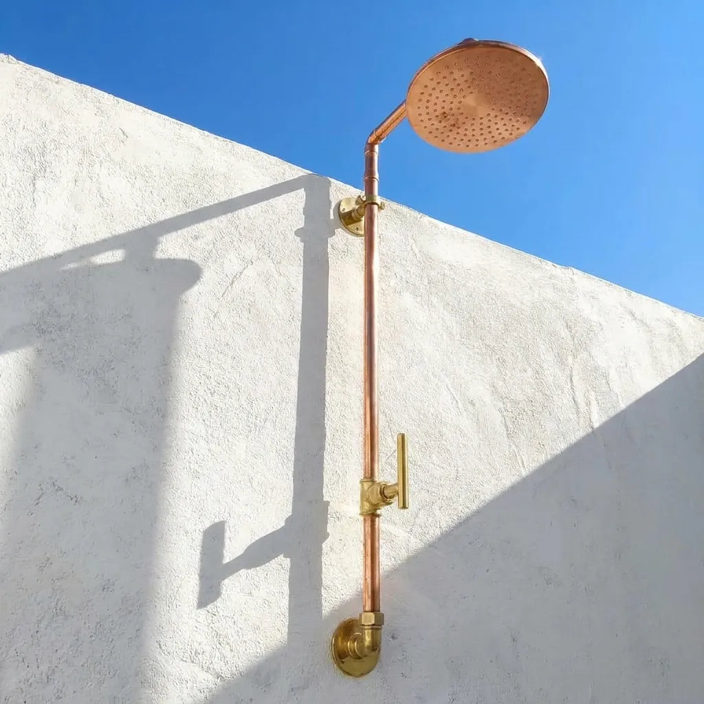 Outdoor Copper Rain Shower System with Single Handle – Wall Mounted Luxury Shower Fixture