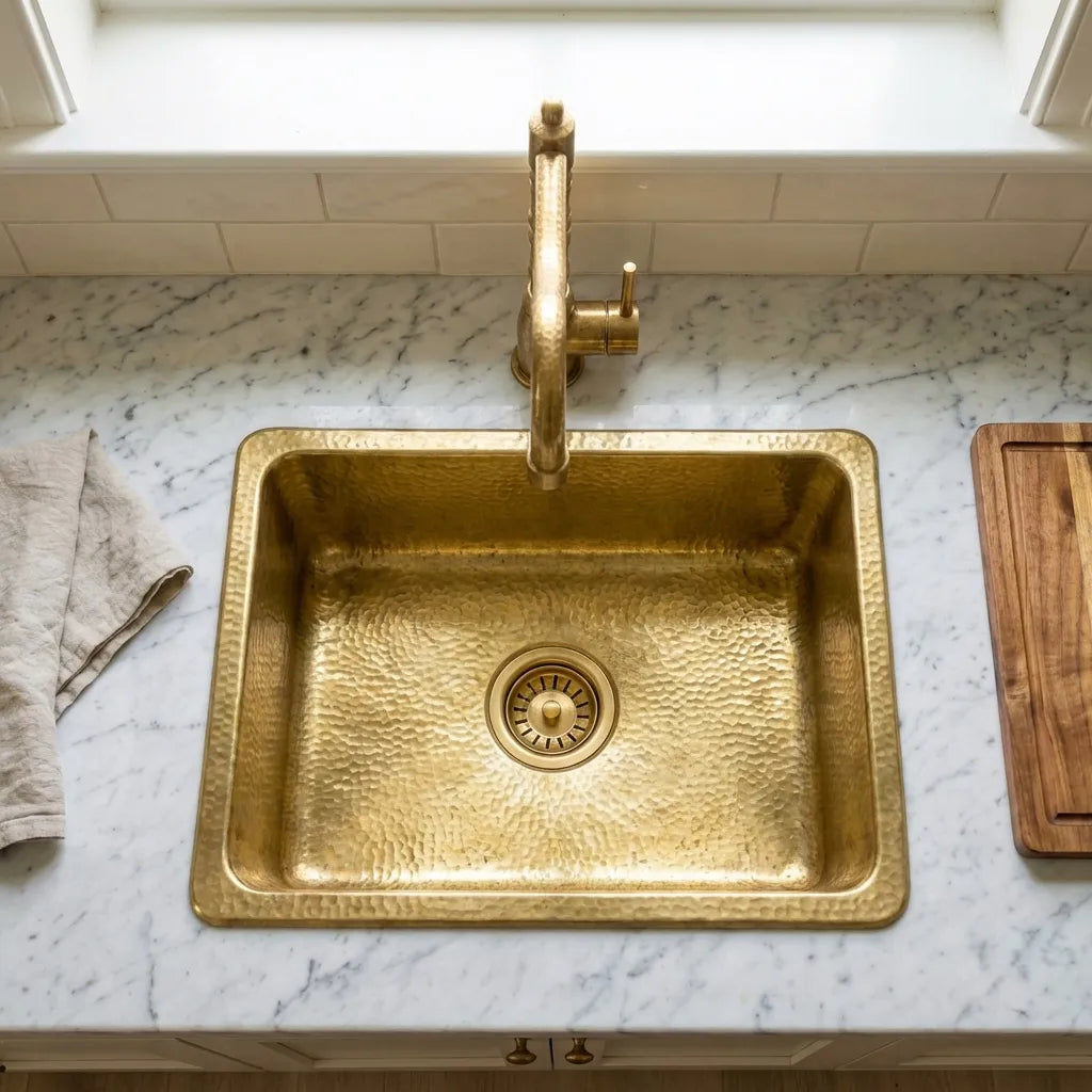 Unlacquered Brass Undermount Bar sink Including drain