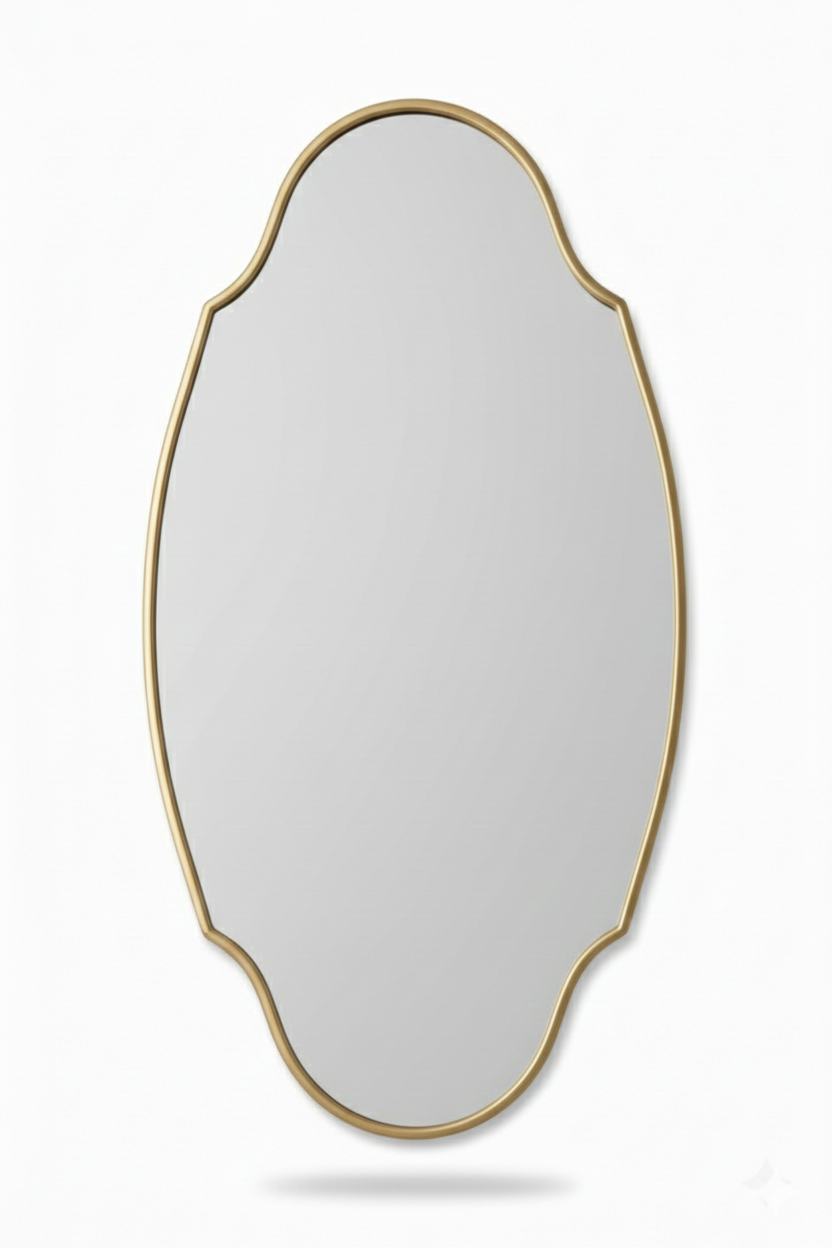 Varaudu Modern Regal Oval Mirror Handmade Brass Wall Mirror - Antique Brass Bathroom Mirror, Vanity Wall Decor