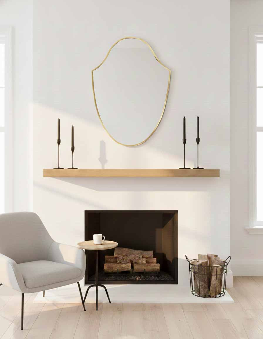 Varaudu Italian Shield Form Brass Wall Mirrors - Antique Brass Bathroom Mirror, Vanity Wall Decor