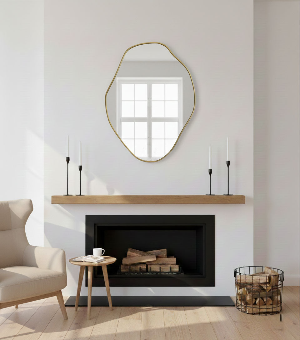Varaudu Freeform Brass Accent Mirror Handmade Mirror - Antique Brass Bathroom Mirror, Vanity Wall Decor