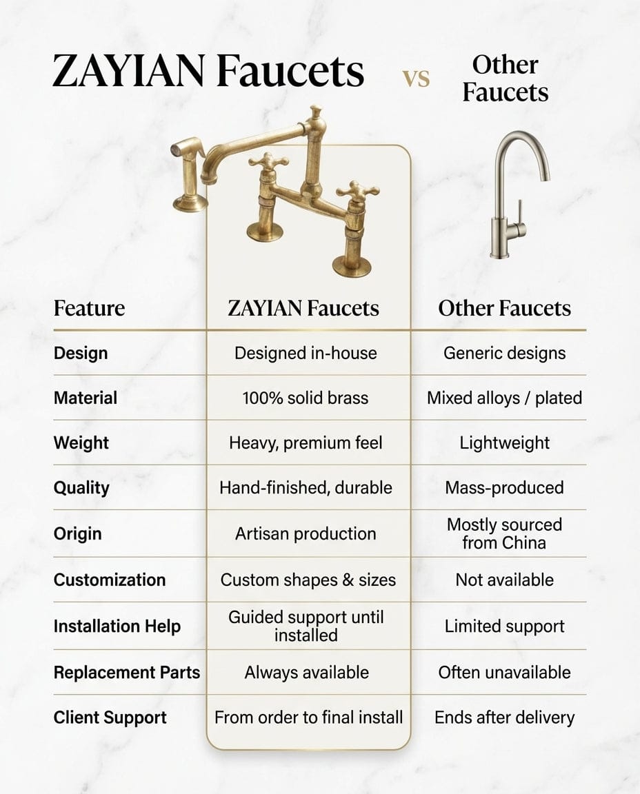 Luxury Unlacquered Brass Bridge Faucet Island Kitchen