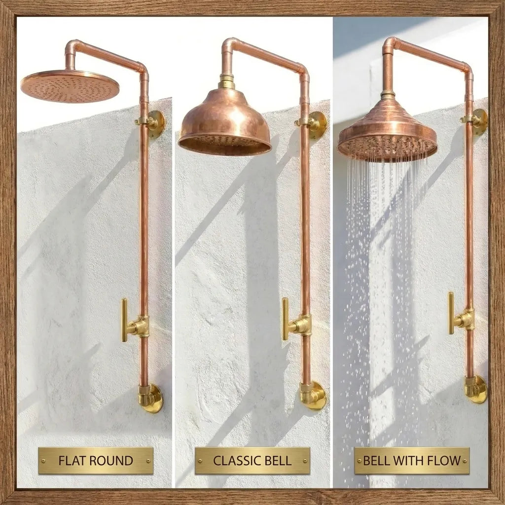 Outdoor Copper Rain Shower System with Single Handle – Wall Mounted Luxury Shower Fixture