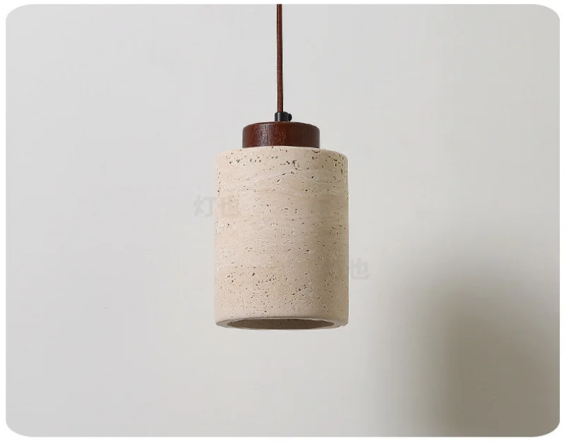 Arvo Wabi Sabi Cylinder Travertine Stone Pendant Light