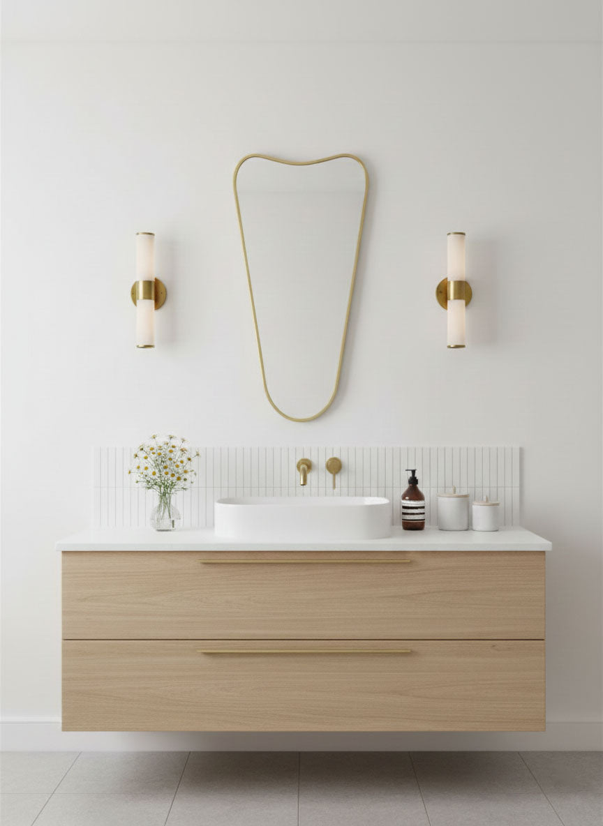 Varaudu Cone Brass Mirror Handmade Vanity Wall Mirror - Antique Brass Bathroom Mirror, Vanity Wall Decor