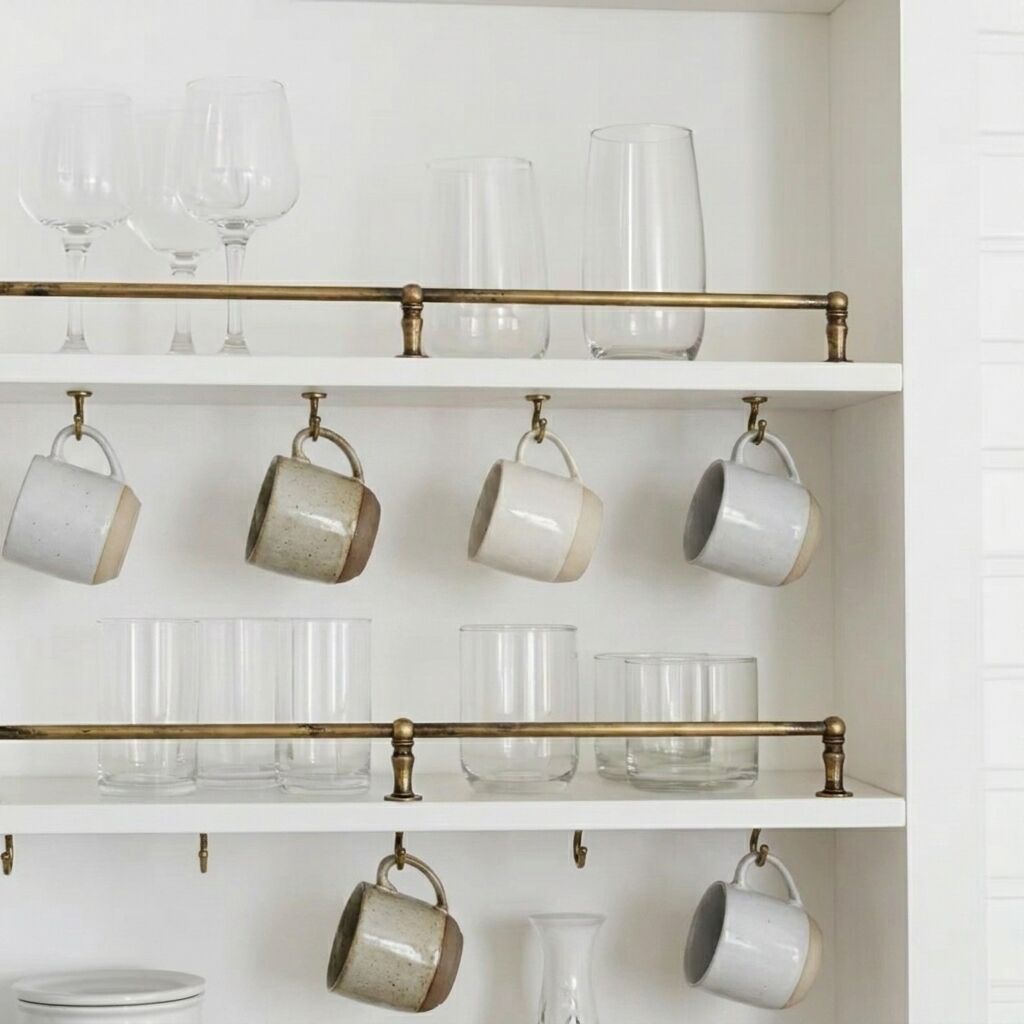 Solid Brass Shelf Guard Rail – Unlacquered Handmade Kitchen Bar