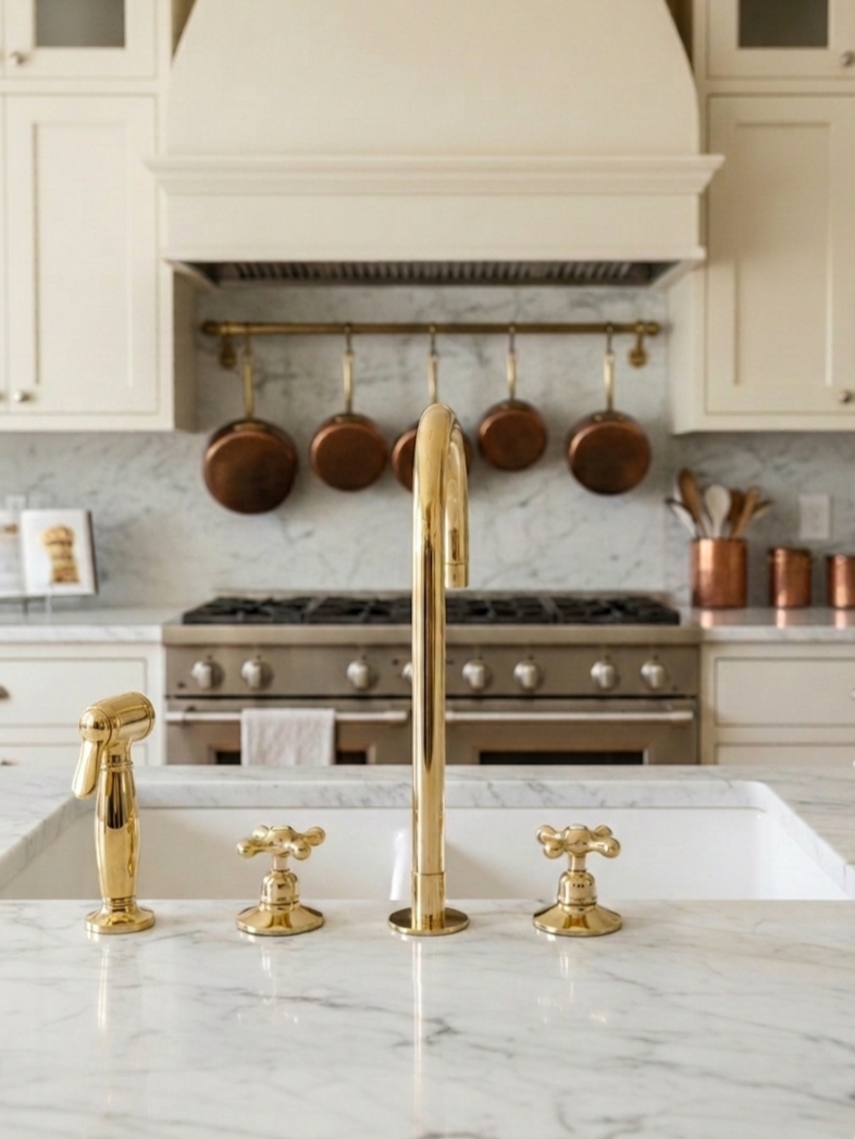 3 Hole Kitchen Faucets - Brass Roman Tub Faucet