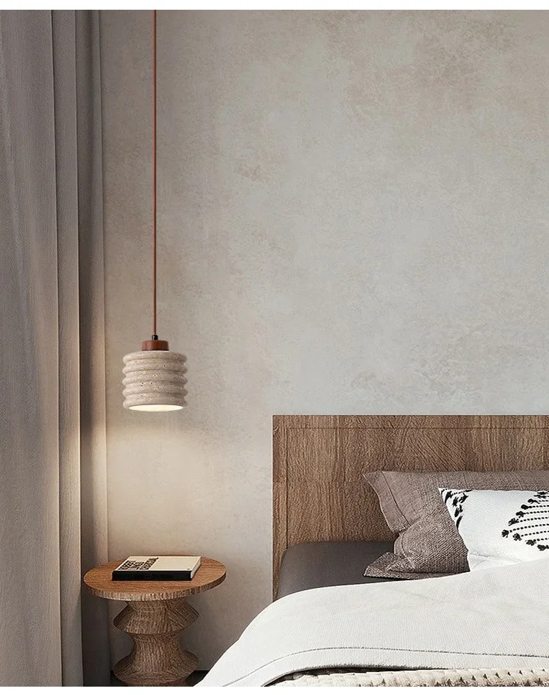 Komei Retro Wabi Sabi Travertine Stone Pendant Light