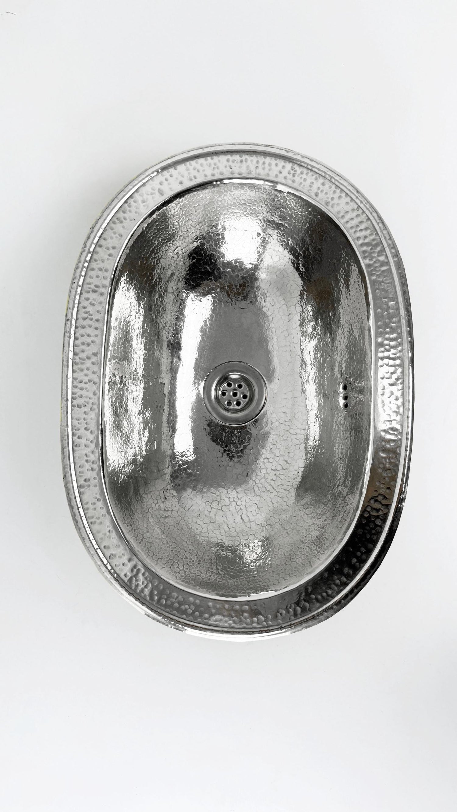 Silver Hammered Brass Bathroom Sink , Drop-in Bathroom Sinks