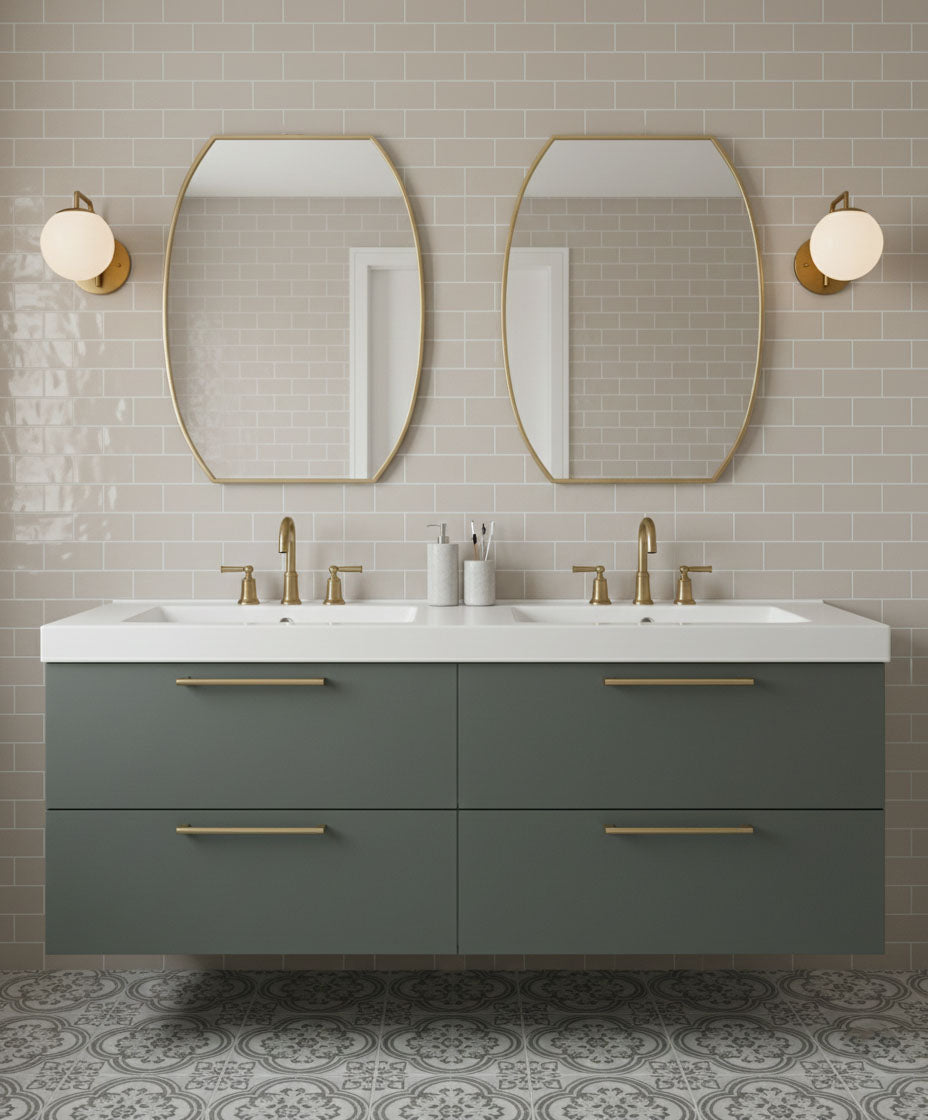 Varaudu Luxe Contour Rectangle Brass Mirror Handmade Mirror - Antique Brass Bathroom Mirror, Vanity Wall Decor
