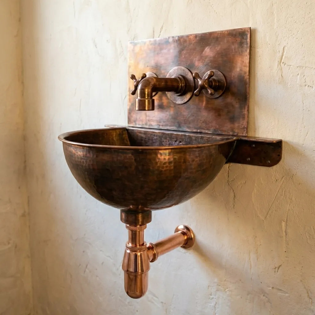 Copper Wall Mount Bathroom Sink 20