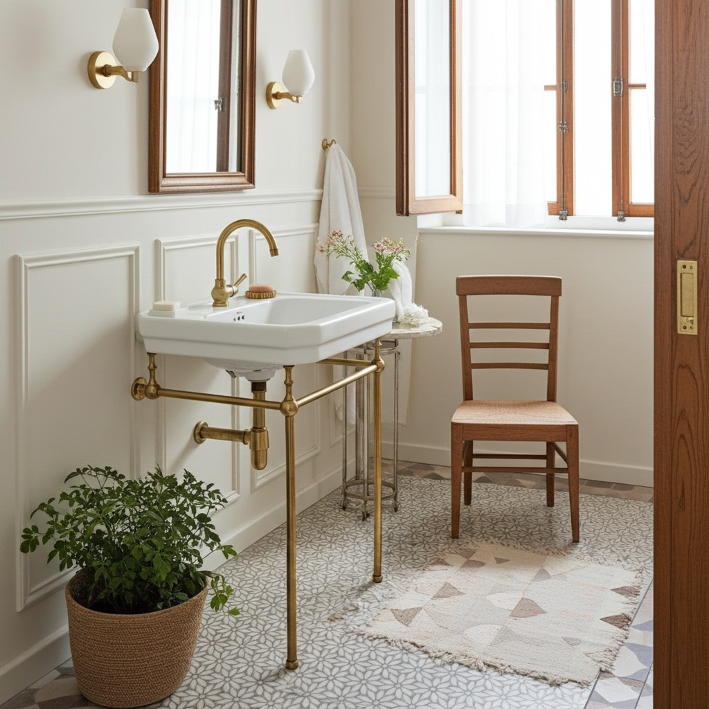 Unlacquered Brass Console Vanity Legs – Handmade Bathroom Sink Stand