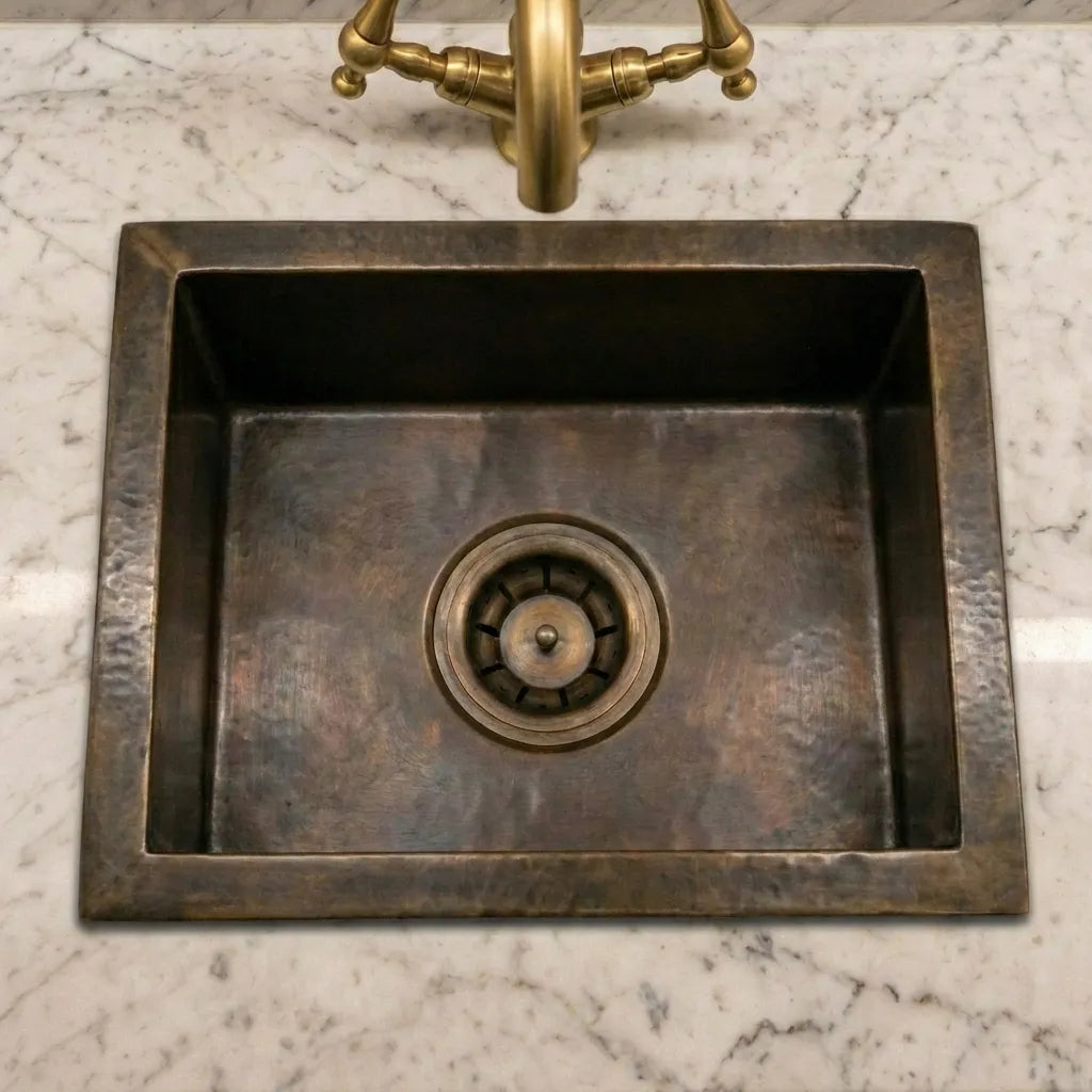 Antique Solid Brass Undermount Bar Sink In Various Sizes