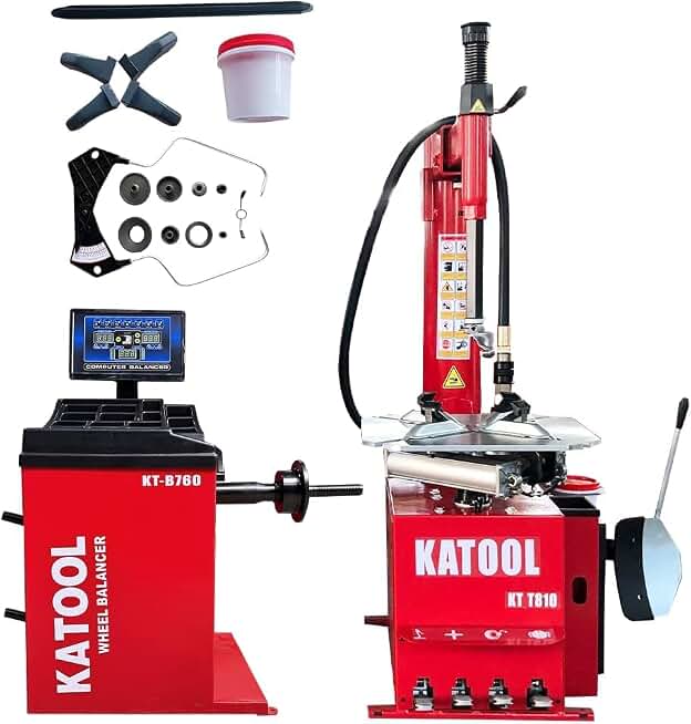 KATOOL Tire Changer and Wheel Balancer Machine Combo 2.0HP Tire Changer Machine with Bead Blaster Tire Machine Repair Tools Shop Garage