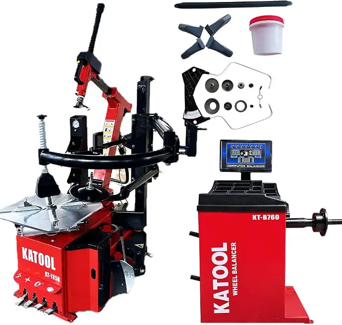 KATOOL Tire Changer Machine Combo Tilt Back+Bead Blaster KT-T850+ Wheel Balancer(Automatic Measurement) KT-B760 Tire Changer Tire Machine Wheel Changers