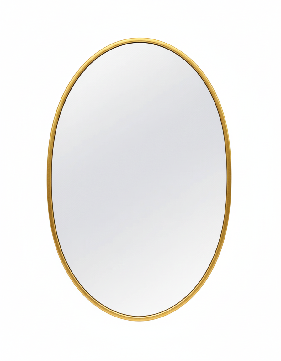 Varaudu Brass Oval Mirror - Antique Brass Bathroom Mirror, Vanity Wall Decor
