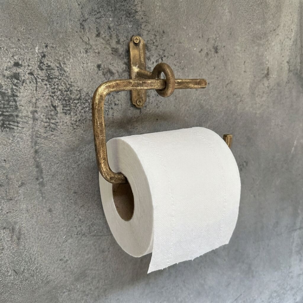 Handmade Aged Brass Toilet Paper Holder – Wall Mounted Bathroom Tissue Holder