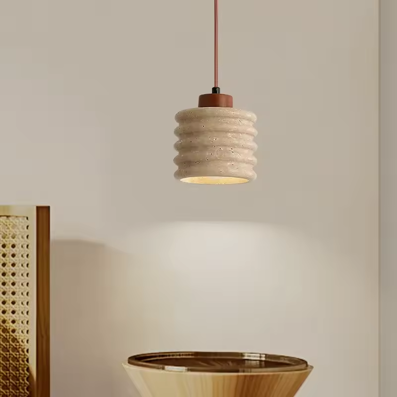 Komei Retro Wabi Sabi Travertine Stone Pendant Light