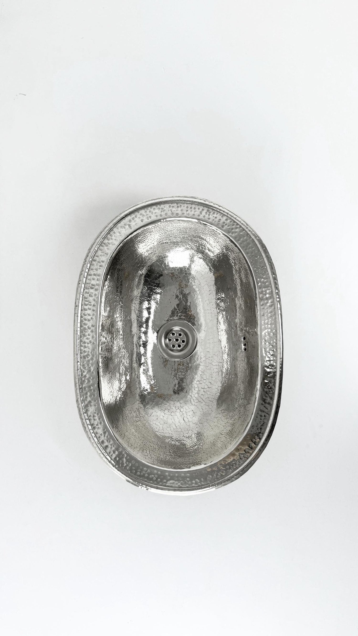 Silver Hammered Brass Bathroom Sink , Drop-in Bathroom Sinks