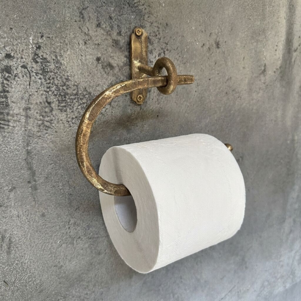 Aged Brass Wall-Mounted Toilet Paper Holder - Minimal Design Solid Brass Fixture