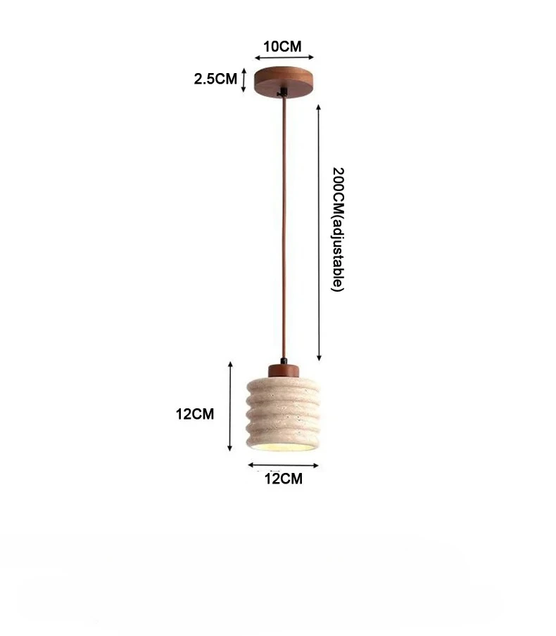 Komei Retro Wabi Sabi Travertine Stone Pendant Light