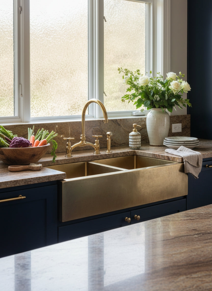 Antique Brass Kitchen Faucet - Unlacquered Brass Kitchen Faucets