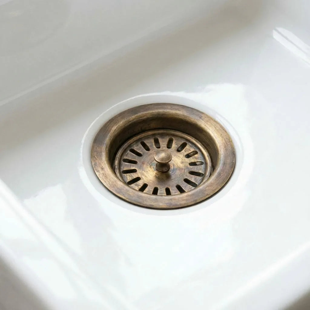 Antique Brass Basket Strainer Sink Drain Cover