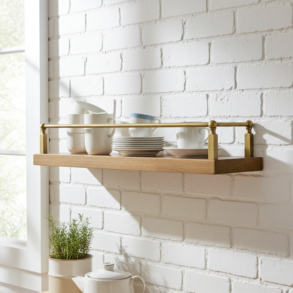 Artisanal Brass Gallery Rail – Unlacquered Solid Brass Shelf Guard