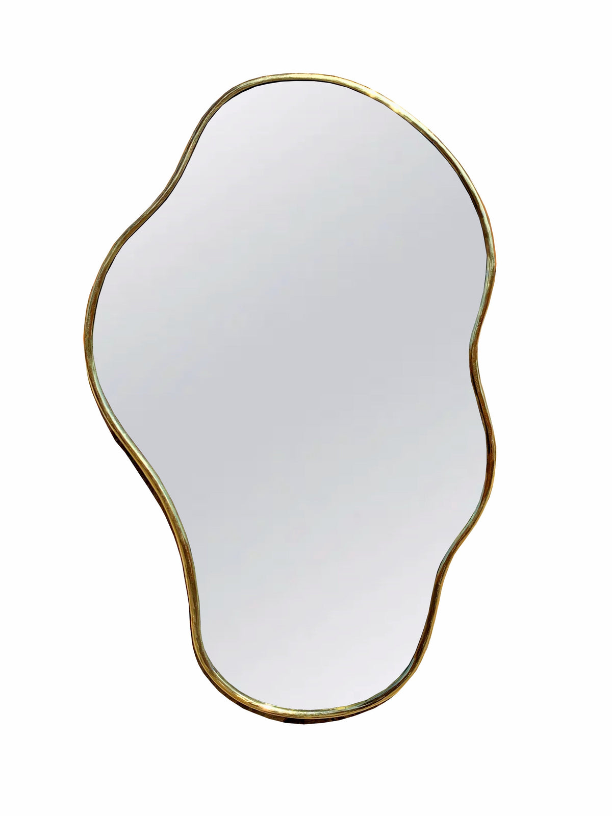 Varaudu Asymmetrical Brass Mirror - Antique Brass Bathroom Mirror, Vanity Wall Decor