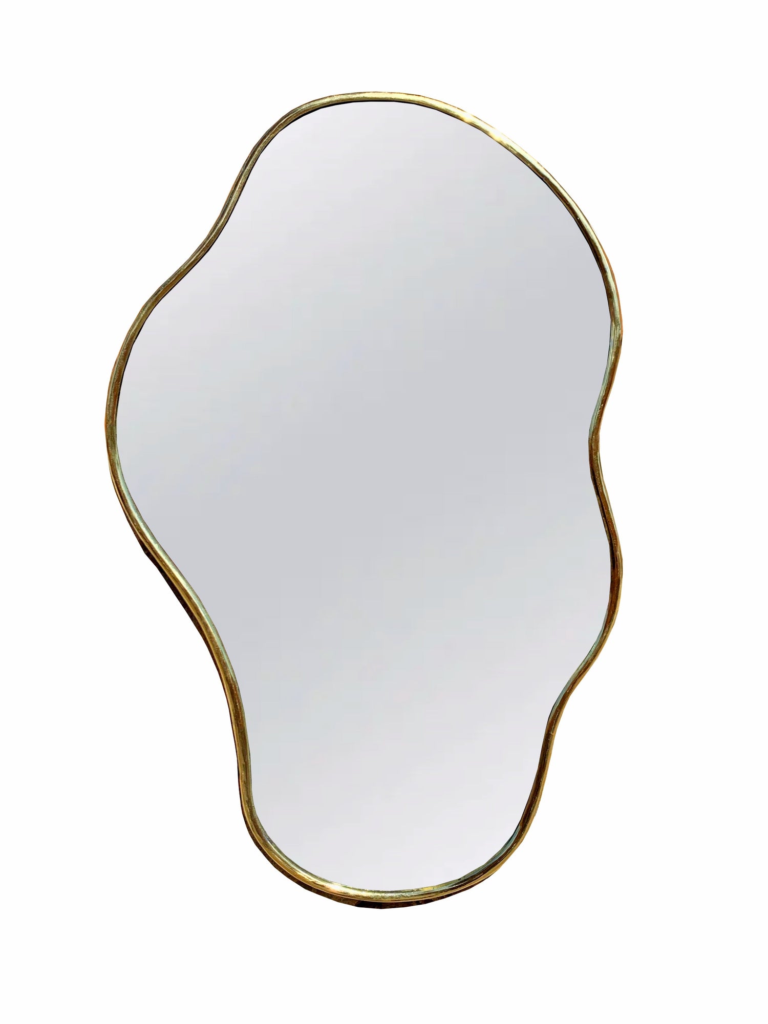 Varaudu Asymmetrical Brass Mirror - Antique Brass Bathroom Mirror, Vanity Wall Decor