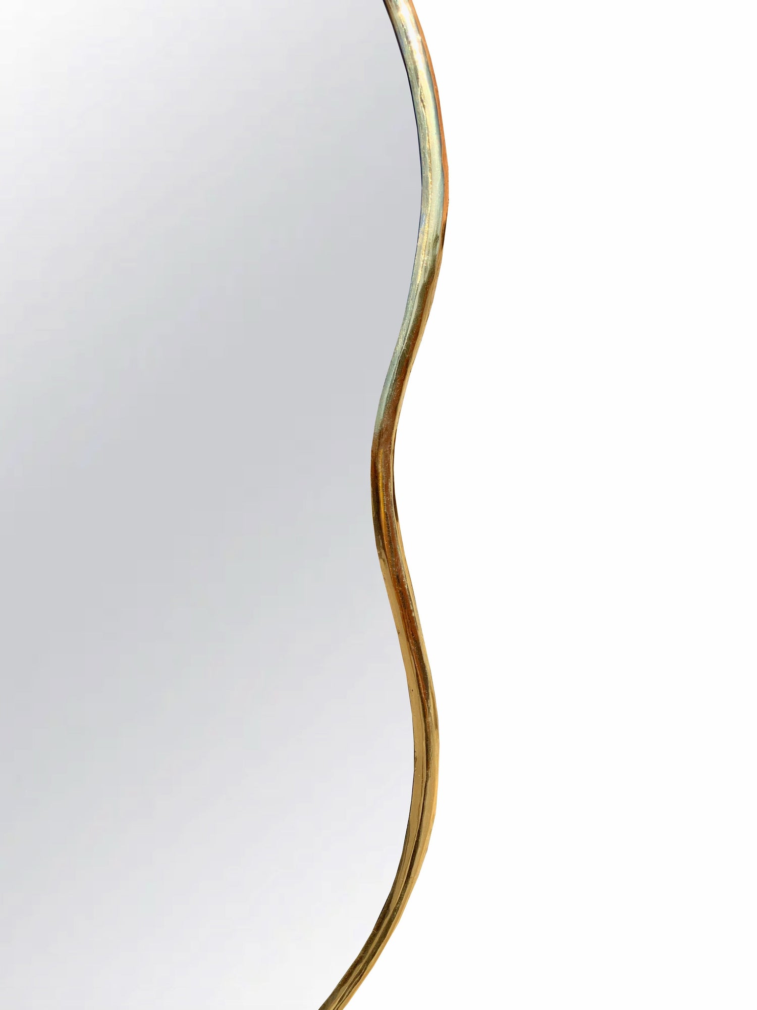 Varaudu Asymmetrical Brass Mirror - Antique Brass Bathroom Mirror, Vanity Wall Decor