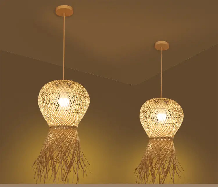 Geragur Tassel Handwoven Bamboo Pendant Light Shade