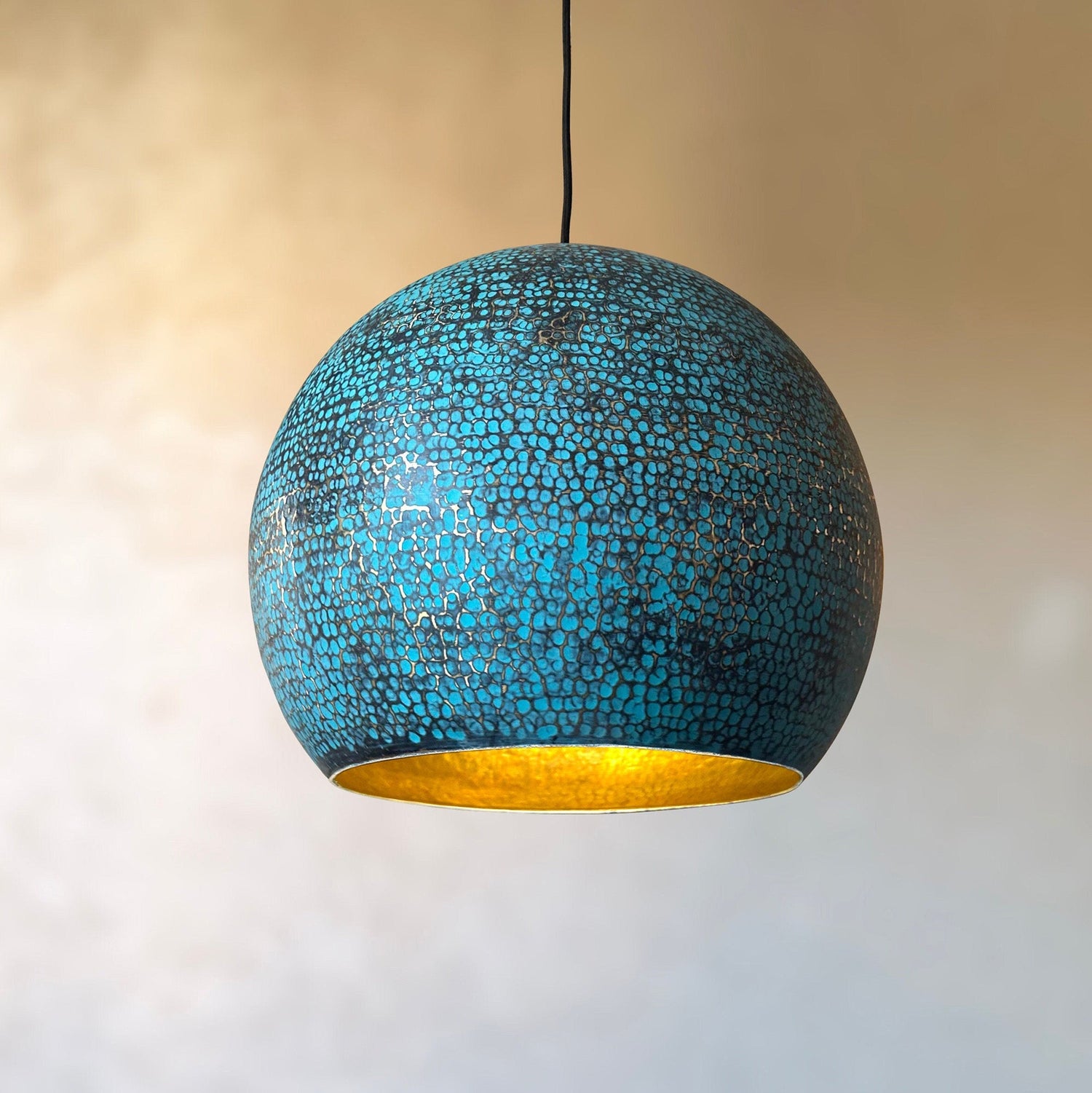 Blue Patina Brass Pendant Light for Island Kitchen Lighting
