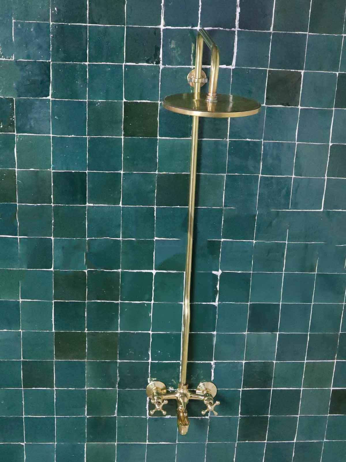 Unlacquered Brass Exposed Bathtub & Shower System Set - Brass Tub Faucet