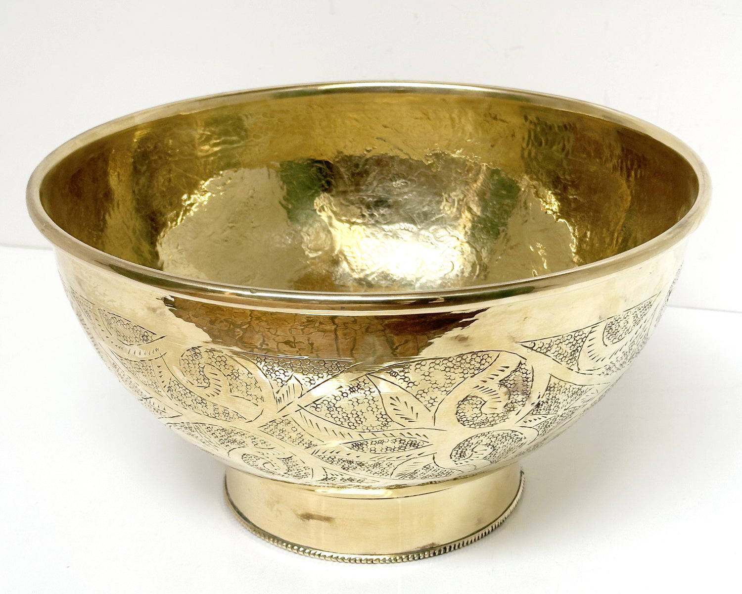 Engraved Unlacquered Brass Bathroom Vessel Sink