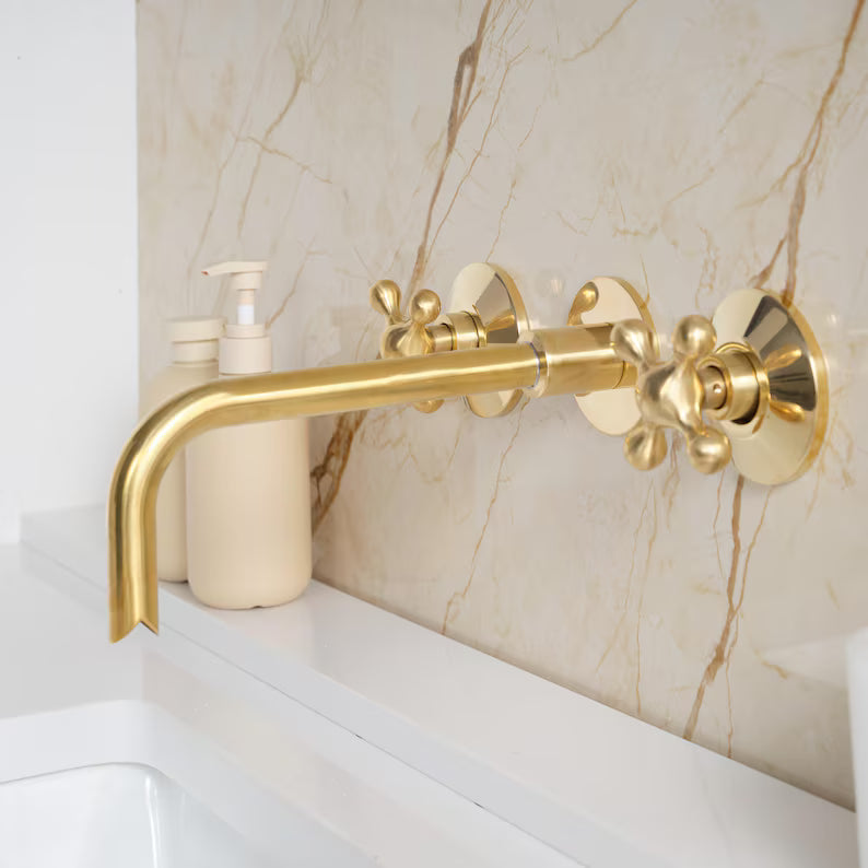 Antique Brass Tub Filler and Bathtub Faucet | Handcrafted Brass Bathroom Fixtures