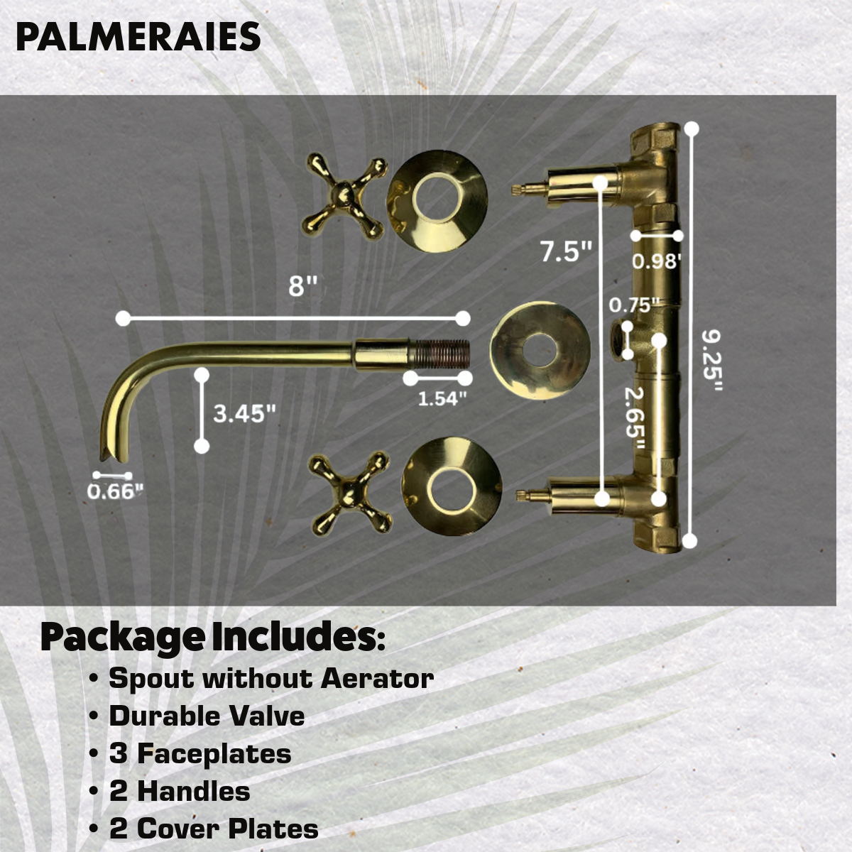 Unlacquered Brass Bathroom Faucet - Wall Mounted Faucet