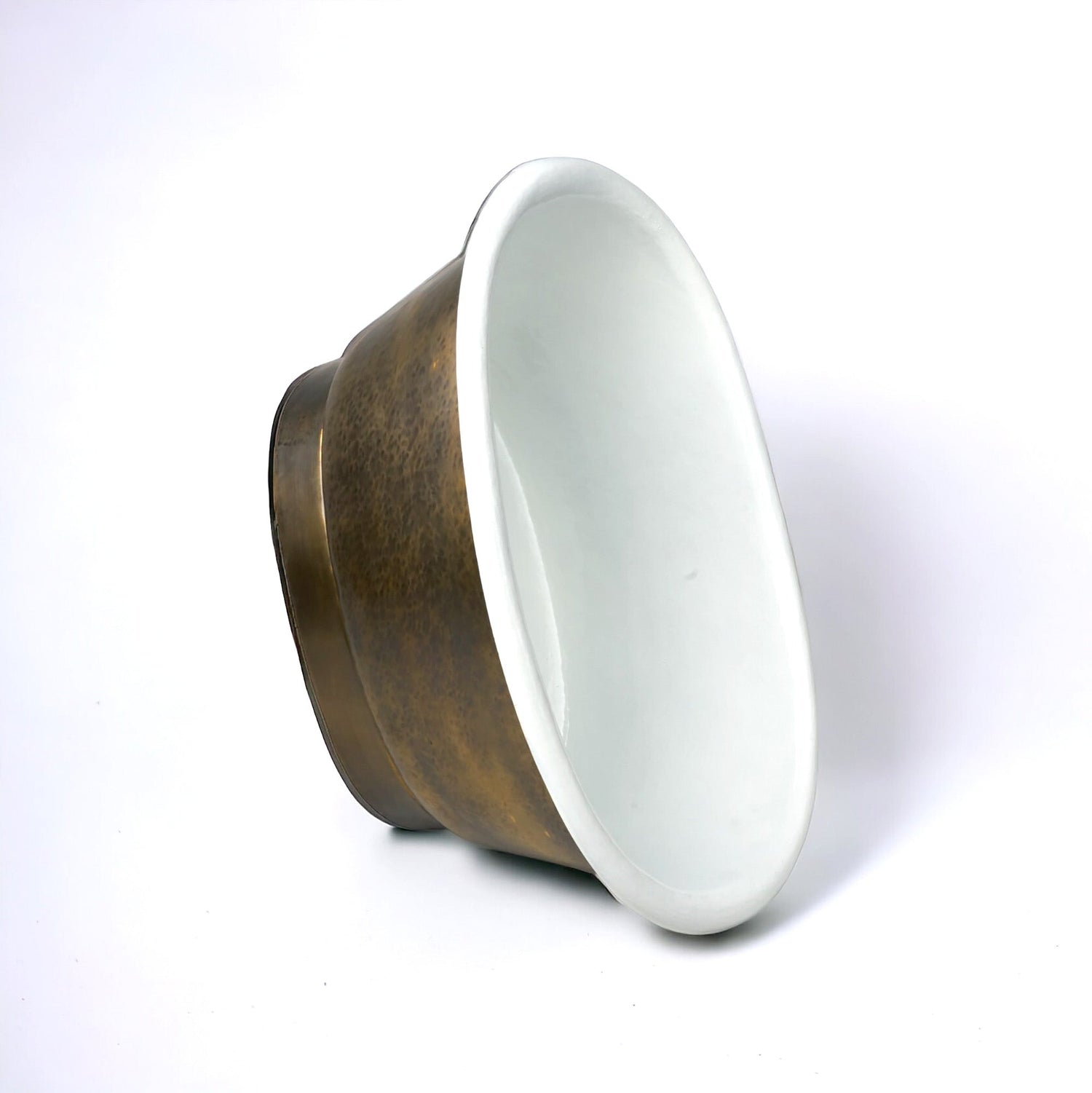 Freestanding Tub-Style Brass Vessel Sink- Hammered Single Bowl Sink