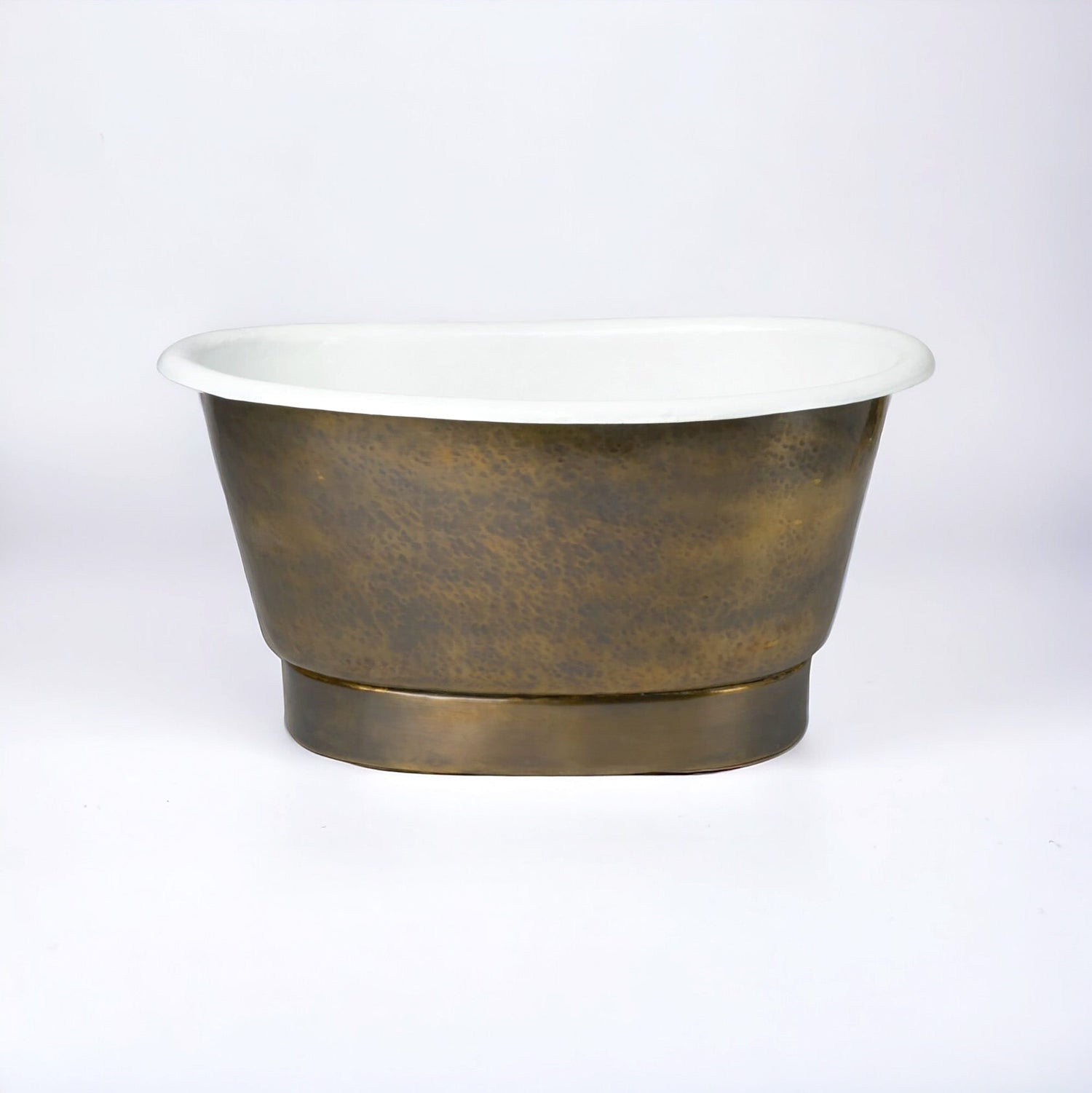 Freestanding Tub-Style Brass Vessel Sink- Hammered Single Bowl Sink