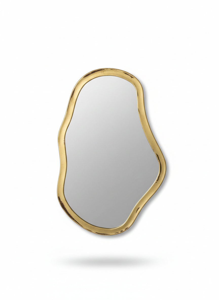 Varaudu Asymmetrical Mirror Wall Brass Mirror 369099721 - Antique Brass Bathroom Mirror, Vanity Wall Decor