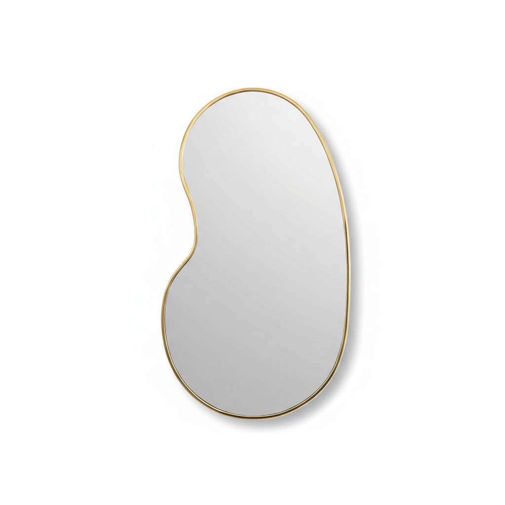 Varaudu Kidny Unlacquered Brass Mirror Gold Mirror - Antique Brass Bathroom Mirror, Vanity Wall Decor